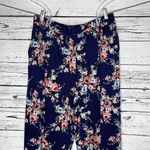 Slinky Brand Antthony Originals Size 1X Blue & Pink Floral Print Ruched Leg Pull On Pants Photo 1