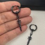 Dagger Dangle Drop Earrings for Men Women Streetwear Punk Hip Hop Unisex Style Black Photo 4