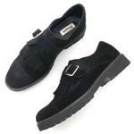 Dune London Black Suede Kiltie Flipped Lug Sole Monk Strap Loafers Womens Size 8 Photo 0