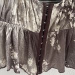 Urban Outfitters  Earth Toned Hook & Key Puff Sleeve Cropped Fairy Top Blouse M Photo 3