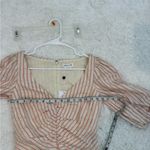 Lovers + Friends NWT  Cottagecore Ruched Puff Sleeve Pink Stripe Top Photo 8