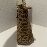 Michael Kors Jet Set East West Signature Monogram Logo Chain Tote Bag Tan Brown Photo 5