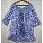 Free People   Shirt Sz M Floral Embroidered Cottage Peasant‎ Boho Floral Photo 0