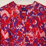 RO’S GARDEN Tyler Abstract Print Cotton Mini Shirt Dress Red/Purple Sz Large Red Photo 5