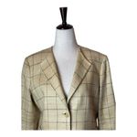 Max Mara  Tan And Black Plaid Silk And‎ Linen Blend Two Button Blazer Size 12 Photo 3