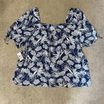Angels Blue Floral Square Neck Short Sleeve Blouse Size 3X Photo 1