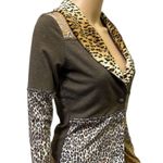 Casadei  Mixed Media Vintage Leopard Paisley Lightweight Jacket Faux Fur Collar Photo 4