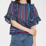 dRA Tabi Top Laurel Stripe Peplum New NWT Ruffles Multi Size XS Photo 0