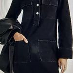 Madewell $128 Womens Patch Pocket Long Sleeve Black Denim Mini Shirtdress Size S Photo 0