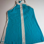 Lululemon  Halter Top Tank Athletic Teal Blue White Built In Bra Size 8 no‎ pad Photo 0