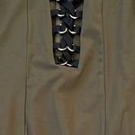 NWOT NUDE Plunging Neckline Lace Up Front Zipper Back Bodysuit Green Black Size M Photo 6