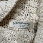 Vintage Liz Claiborne Cream Floral Cable Knit Chunky Sweater 90s Cottage Botanic Green Size L Photo 9