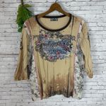 Vintage Y2K Vanilla Sugar Wild West Lace Panel Graphic Tee Tan Size 1X Photo 2