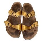 Birki's by Birkenstock soft footbed big buckle sandals Gold L10 M8 Size 10 Photo 0