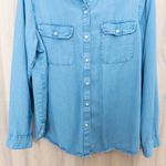 Lucky Brand Womens Chambray Button Down Shirt Size L Blue Denim Casual Western Photo 2