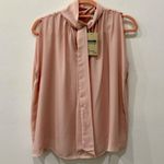 ZARA  Sleeveless Tie Neck Scarf Pleated Blouse Top Peach Women's Size Small Photo 0