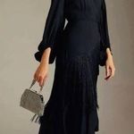 Anthropologie  Hutch Fringe Balloon Sleeve Wrap Midi Dress Sz SP NWT Flowy Boho Photo 0