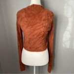 Elodie Pumpkin Spice Burnt Orange Eyelash Knit Wrap Front Crop Top Photo 2