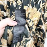 H&M Blouse Women Size 2 Gold Floral Wide Frill-Collared Mock Neck Long Sleeve Photo 3