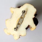 Vintage Brown Teddy Bear Head In Hat Brooch Pin Statement Jewelry Photo 3