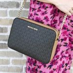 Michael Kors Authentic  Jet Set Large Printed Logo Crossbody Bag Brown Signature Photo 0