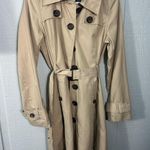 Green Envy Khaki Belted Trench Coat Size Medium EUC Photo 1