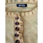 BTFBM Women's XL Yellow Ruffle Trim Henley Sweater Long Sleeve Photo 2