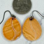 Orange Shell Seashell Teardrop Dangle Earrings Pierced Pair Photo 0