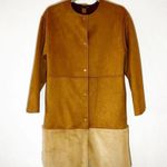 ZARA Faux Fur Ultrasuede Coat Brown Size Small Snap Front Blogger Fave Cozy Photo 12