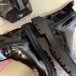 ZARA Black Patent Lug Sole Chelsea Boots Side Zip Women's Ankle Booties Photo 4