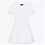 ZARA NWT white gaberdine cotton bubble hem drop waist short sleeve mini dress Photo 3