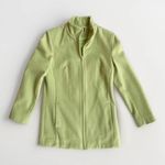 Merino Wool Bright Green Coat SB Zip Front Stand Collar Sz 0 Petite Photo 3