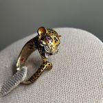 Artisan RARE Silvio Hidalgo Sterling Silver Enamel Panther Ring Size 7 Vintage Luxury Photo 1
