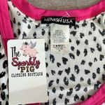 Hemish USA NEW Pink Racerback Tank Women Med M Relaxed Black White Leopard Yoke Photo 5