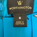 Worthington Teal Blue Sheath Dress Hummingbird Print Sleeveless Mod Retro 6 Photo 3