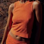 ZARA Jacquard Sleeveless Tank and Mini Skirt Matching Set Orange XS Photo 2