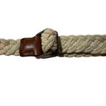 Woven Braided Belt Womens Cream Tan – Leather Buckle Boho Casual Photo 1