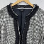 White House | Black Market WHBM Women's Black White Textured Tweed Fringe‎ Blazer Jacket Size 10 Photo 9