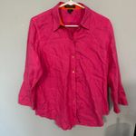 Ralph Lauren Lauren by  100% Linen Bright Pink Button Down Shirt Size Large Photo 0