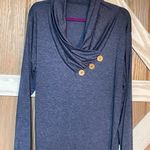Navy Cowl Neck Sweater with Button Detail. P2P 26 Photo 2