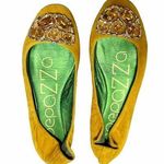 APEPAZZA Simba Ballet Flat Yellow Suede Rhinestones Round Toe Leather Shoes 8 Photo 6