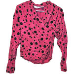 Collections By Michelle Stuart Size 6 100% Silk Polka Dot Pink Black Long Sleeve Photo 0