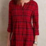 Anthropologie HOLDING HORSES Red Plaid Tunic Top Size S Photo 1
