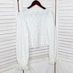 ZARA Eyelet Balloon Sleeve Crop Top Shirt White Medium Cottage Boho Country Photo 8