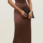 Reformation 14 NEW Frankie Silk Dress Cafe Brown Photo 4