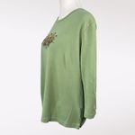 Classic Elements  Sage Green Embroidered Floral 3/4 Sleeve Top Large Photo 3