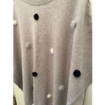 Mitchie's Grey knitted Sweater/Poncho with Fur Pom Sz O/S Gray Photo 6