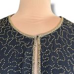 Vintage 90s Black Beaded Jacket Plus Size Metallic Gold Sequin Partywear Evening Photo 1