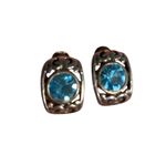 Brighton Vintage Y2K silver blue topaz stud earring ornate Filigree Heart design Photo 2