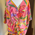 Umgee  Tropical Floral Multicolor relaxed fit oversized silky blouse Photo 0